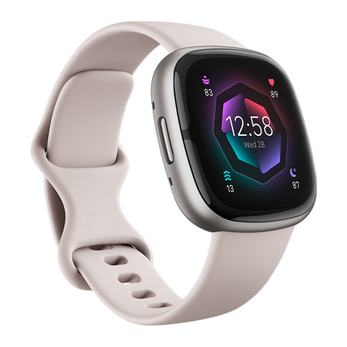 Fitbit Sense 2 - Lunar White and Platinum Aluminum