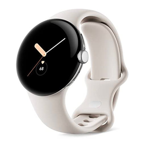 Google Pixel Watch - Polished Silver case with Chalk Active band