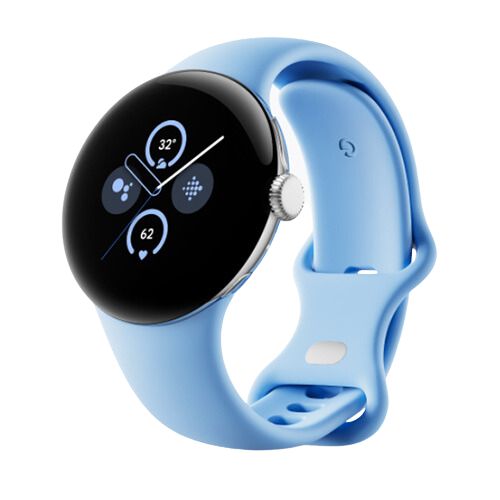 Google Pixel Watch 2 - Polished Silver Case with Bay Active Band